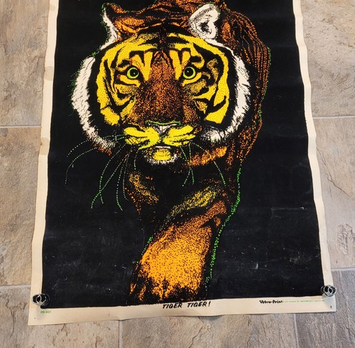 Vintage 1972 TIGER TIGER Velva-Print Black Light Poster PP-401 34.5" x 23.5" - Picture 2 of 19