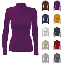 Ribbed Solid Long Sleeve Turtle Neck Knit Sweater S ~ 3X