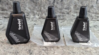  4 Oz  Trodat & IDEAL Refill Stamp Ink, BLACK INK Trodat 7011 Color