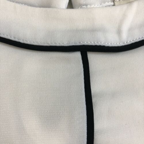 Anne Klein Blouse S White Navy Blue Piping Ruffle Sleeve Pullover Tunic - Picture 2 of 11