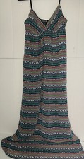 FOREVER 21  womens spaghetti strap v neck maxi multicolor print dress size small