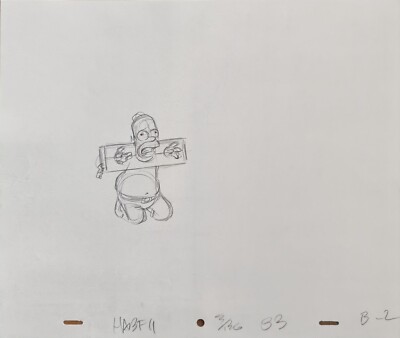 SIMPSONS TV Show Original Cartoon Animation Art Cel Drawing Homer Simpson #126