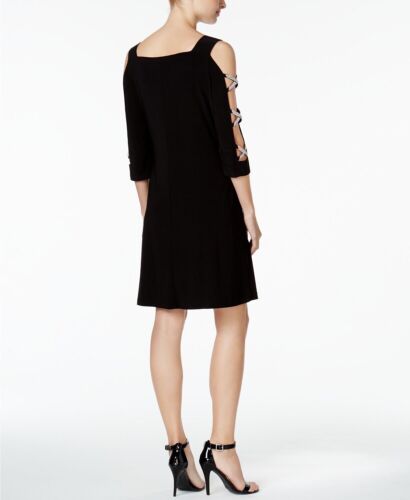 MSK Midnight Cold Shoulder Rhinestone Dress. Sz PM. NWT! - Picture 2 of 11