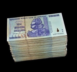 500 pcs x Zimbabwe 10 billion Dollar banknotes-2008 AA/AB CIRCULATED bundles