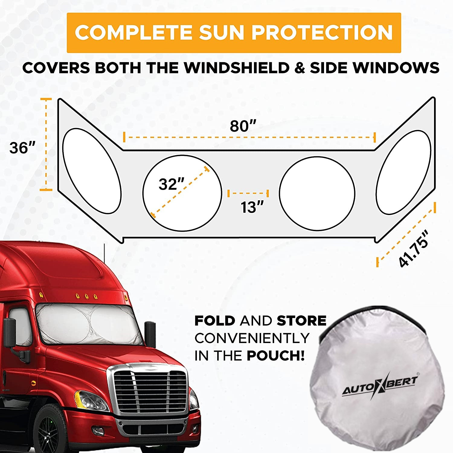 Semi Truck Front Windshield Window Sunshade Super Jumbo Sun Shade Visor/ 4 Side
