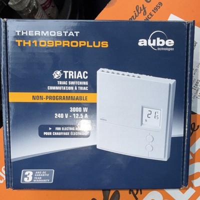 Aube TH109PROPLUS Non-Programmable Electric Thermostat 240V Push Button Backlit