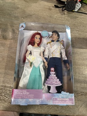 NISB Disney Store The Little Mermaid Ariel & Eric Wedding Doll Set