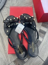 Valentino Rockstud Rubber Slipper Flip Flops Black Size 40