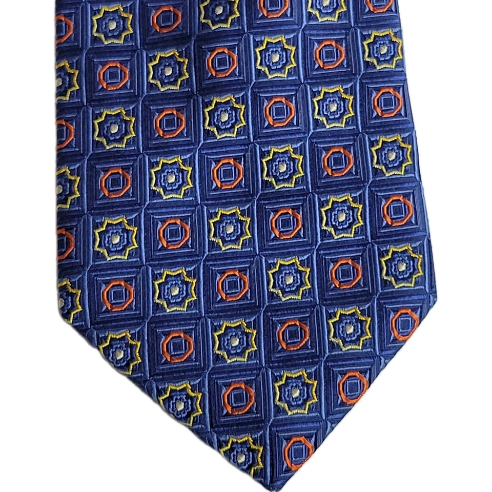 Галстук Neiman Marcus синий геометрический 100% шелк сделано в Италии L: 57 дюймов W: 3,5 дюйма - Изображение 3 из 4