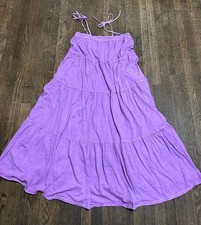 American Eagle Sunchaser Knit Tiered Tie-Shoulder Maxi Dress Summer Purple M