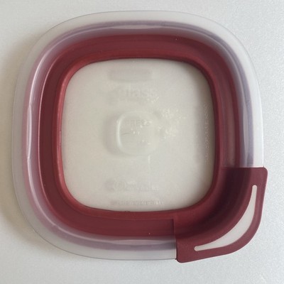 RUBBERMAID 1Q68 RED 6-1/2'' Replacement Lid Medium Glass Easy Find Container READ