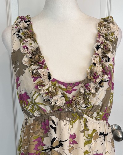 LOFT Sleeveless Dress Size 4 Silk Blend Empire Waist Floral Boho Cottagecore - Bild 2 von 17