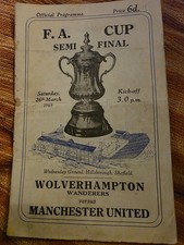 Wolverhampton Wanderers 1949 v Manchester United Fa Cup Semi Final Wolves L12