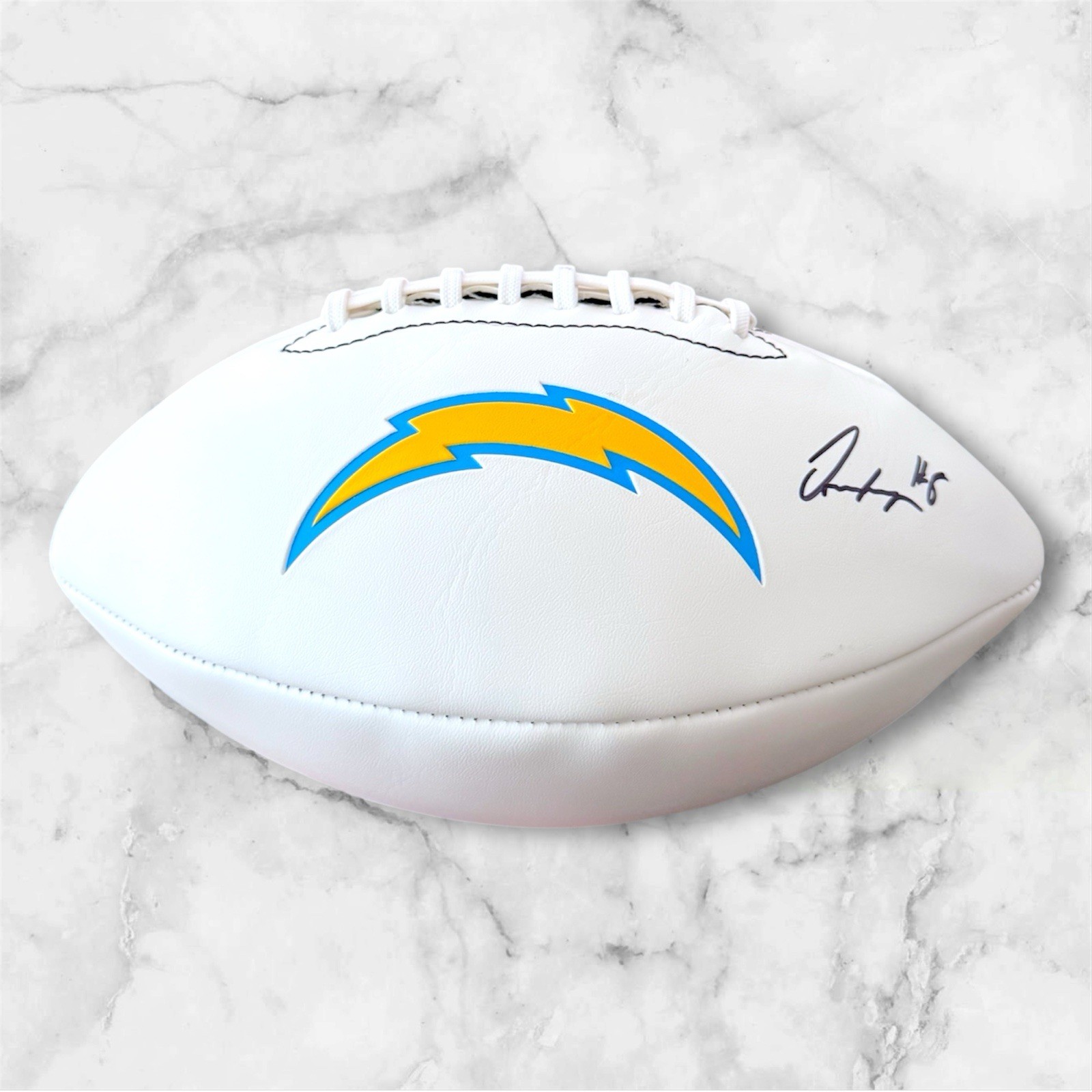 Omarion Hampton Signed Autographed Los Angeles Chargers Logo Football PSA/DNA 