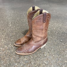 Vintage Boots Cowboy Mens Brown Leather Pecos Style Made In USA Unbranded 10 EW