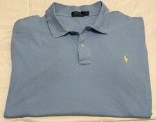 Polo Ralph Lauren Mens 2XB BIG Light Blue Pique Knit Short Sleeve Shirt
