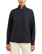Derek Lam 10 Crosby Womens Navy Button Pleated Sleeve Shirt Size 8 Designer