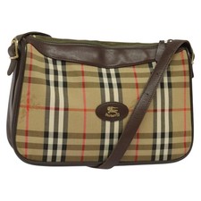 Burberrys Nova Check Shoulder Bag Canvas Beige Auth BA4043