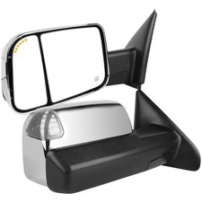 Tow Mirror Pair Chrome Power Heated Signal Dodge Ram 1500/2500/3500 11-19