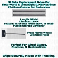 Replacement Axle 10 Sets 32mm 1/64 Scale For M2 Machines Greenlight Auto World