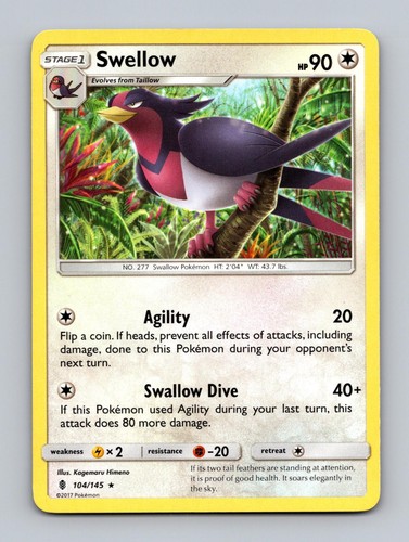 Swellow 104/145 Rare Guardians Rising Pokemon Lightly Played