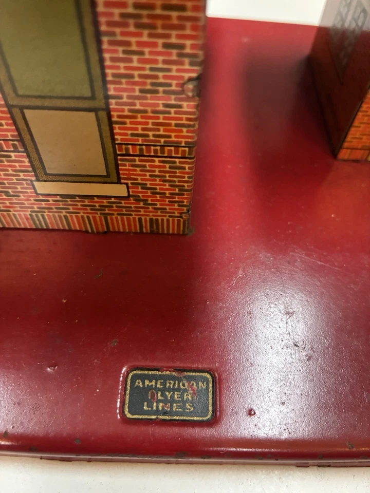 American Flyer Prewar #91 Estação Iluminada Litho de Estanho com Lâmpadas Duplas – Completo - Imagem 2 de 4