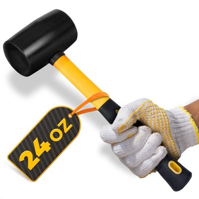 24 Oz Rubber Mallet Hammer for Woodworking, Flooring, Tiling, Camping and Mor...