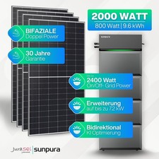 Balkonkraftwerk 2000 Watt mit Speicher Sunpura S24000 Komplettset 9.6 kWh