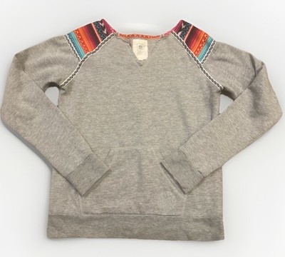 Rip Curl Women s Aztec Shoulder Pullover Sweatshirt Gray XS Southwestern Surf
