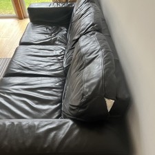 Black Leather 3-Seater Sofa/Couch 205cm L x 80cm W x 70cm H