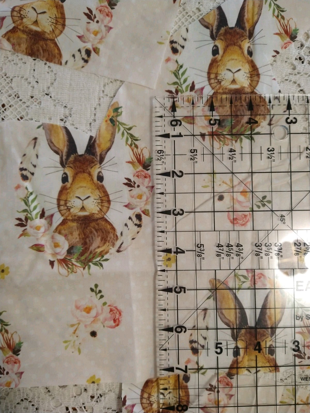Lot of Bunny Fabric Remnants Cotton Blush Forest Boho Rabbit Bunnies Hawthorne