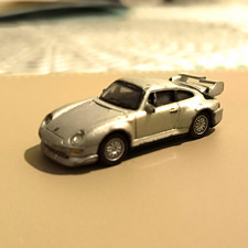 Porsche 911 Silver & Black Diecast Model Car with Rear Spoiler, Loose 17+