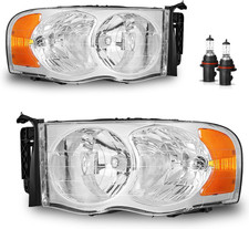 2002-2005 Dodge Ram 1500 2500 3500 Headlight Assembly Pair Chrome Left Right 2002-2005 Dodge Ram 1500 2500 3500 Headlight Assembly Pair Chrome Left Right