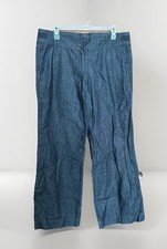 New York Company Wide Leg Pants Mid Rise Dark Wash Denim Cotton Sz 12 Average