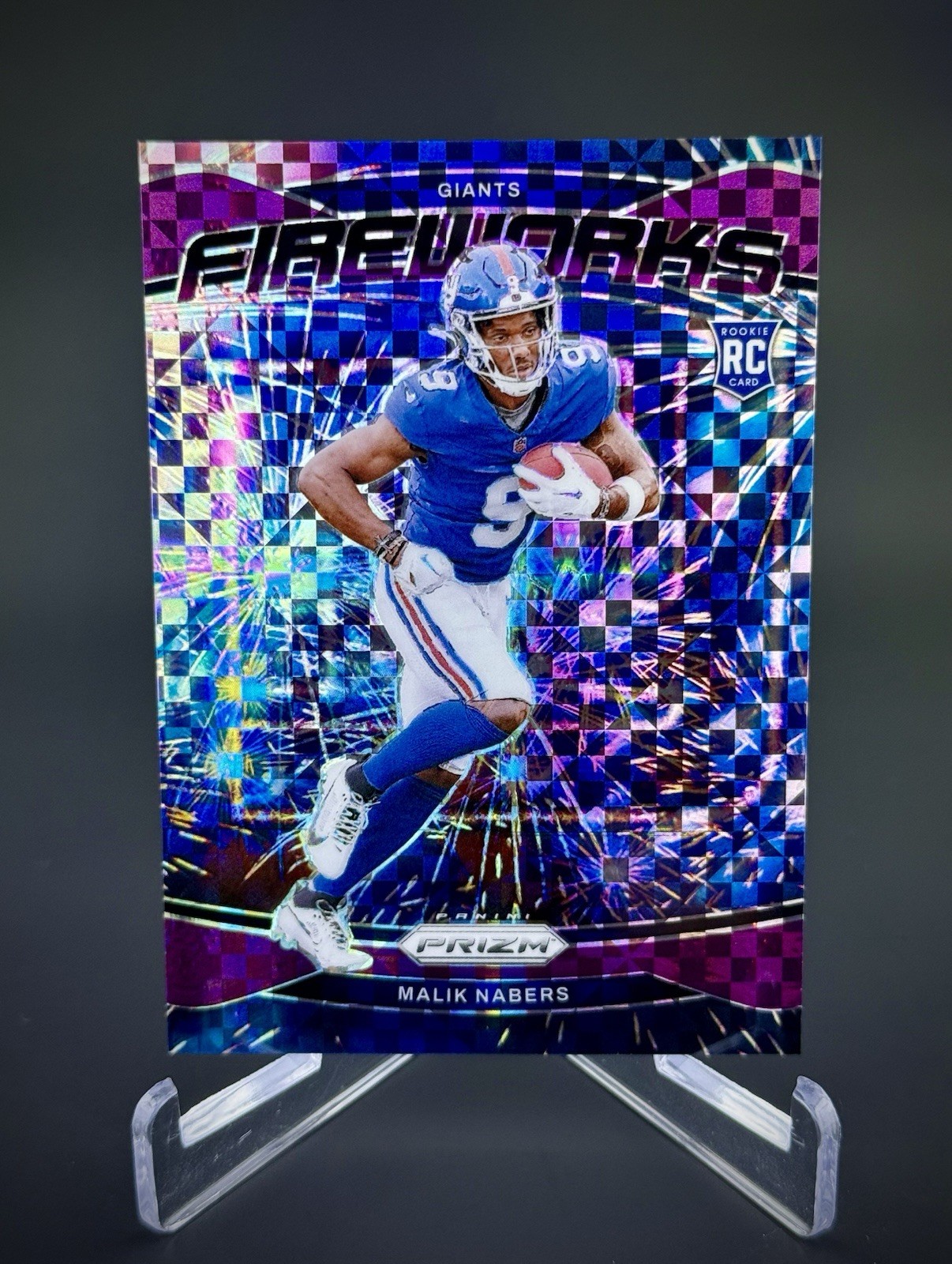 2024 Panini Prizm Malik Nabers Fireworks Purple Power /49 SSP RC New York Giants