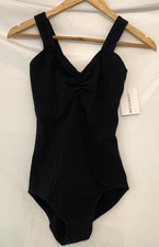 NWT Black Pinch Front Princess Seam Dance Leotard Adult Small Weissman