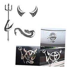 Xotic Tech Cute 3D PVC Devil Style Demon Car Logo Sticker 1pc Silver, 3d Devil