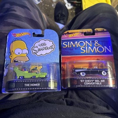 Hot Wheels 2013 Retro Simpsons/Simon &Simon  57 Chevy Both Damaged Packaging