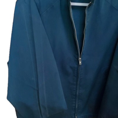 60s 70s Mens 44 De Luxe Navy Windbreaker Jacket Harrington