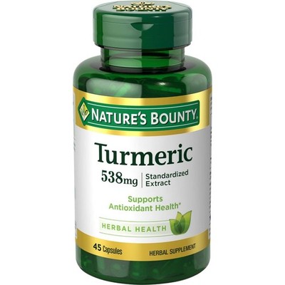 Nature's Bounty Turmeric Herbal Supplement 538Mg 45 Count Antioxidant Health