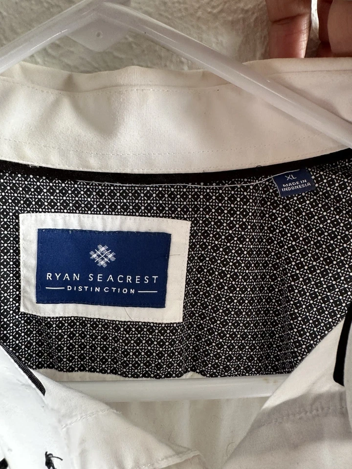 Ryan Seacrest Distinction White and Black Men’s XL Dress Shirt - Image 2 of 2
