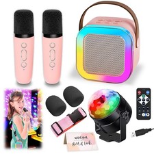 Karaoke Machine for , Portable Bluetooth Speaker with 2 Wireless Microphones,...