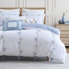 Peri Home Bows Duvet Cover Set 100 Cotton 3-Piece Bedding, Full/Queen, Blue ...