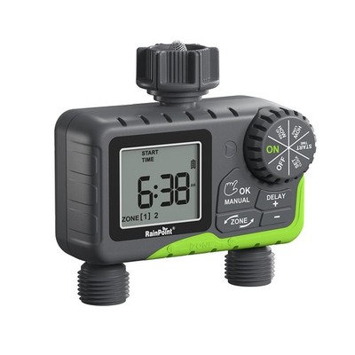 RAINPOINT Water Timer for Garden Hose - 2 Zone Sprinkler Timer with Rain Delay