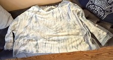 FREE PEOPLE TIE DYE Oversized Sweatshirt Cotton Gray Blue Crop Dolman Sleeves L