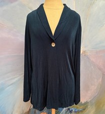 Chicos Travelers Navy Teal Acetate Travel Jacket Tunic Blazer 2