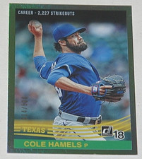 2018 Donruss Baseball Career Stat Line #267 - Cole Hamels 4/500 Rangers