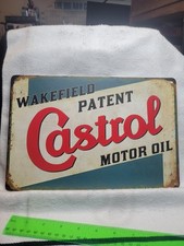 Metalowy blaszany znak 8 X 12, Castrol Wakefield olej silnikowy sklep samochodowy
