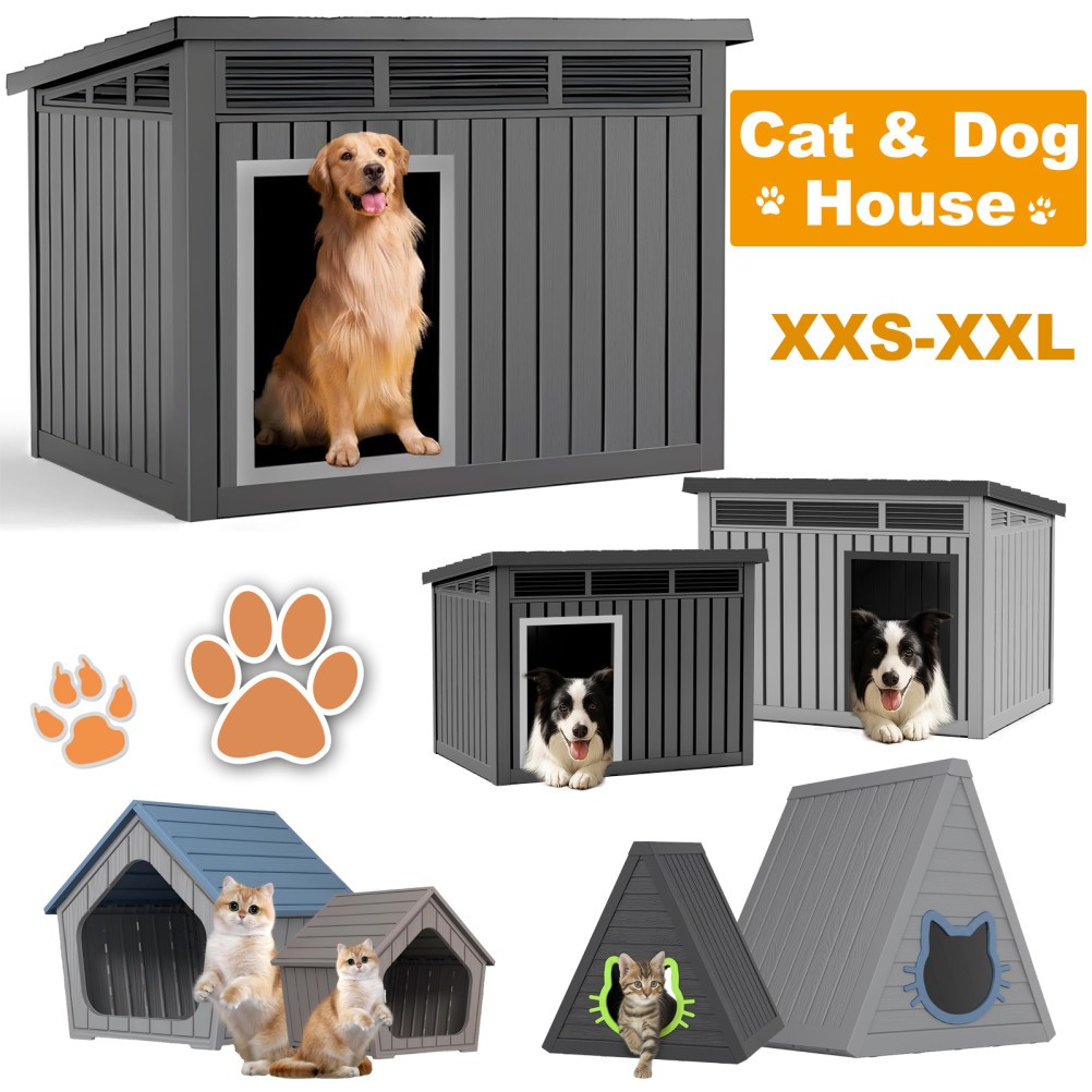 Dog House Cat House for Indoor Outdoor with Weatherproof Roof