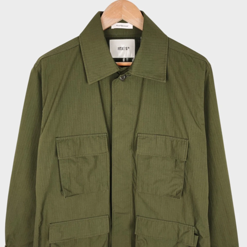 WTAPS Men's Made in Japan Khaki Green Cotton Ripstop Wmill Field Jacket - Image 2 of 4